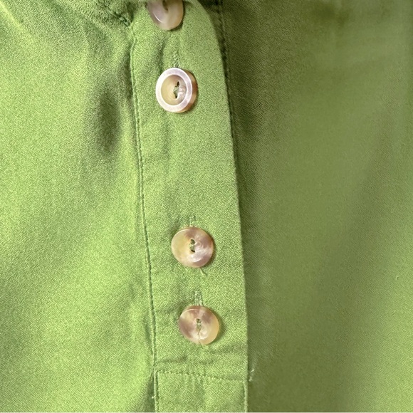 Anthropologie Maeve Kalas Henley Olive Green 3/4 Sleeve Round Neck Blouse SZ M - Picture 5 of 16